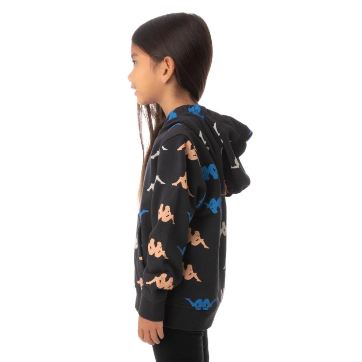 Kappa barn autentisk sneek-hettegenser for barn svart VBD6F549