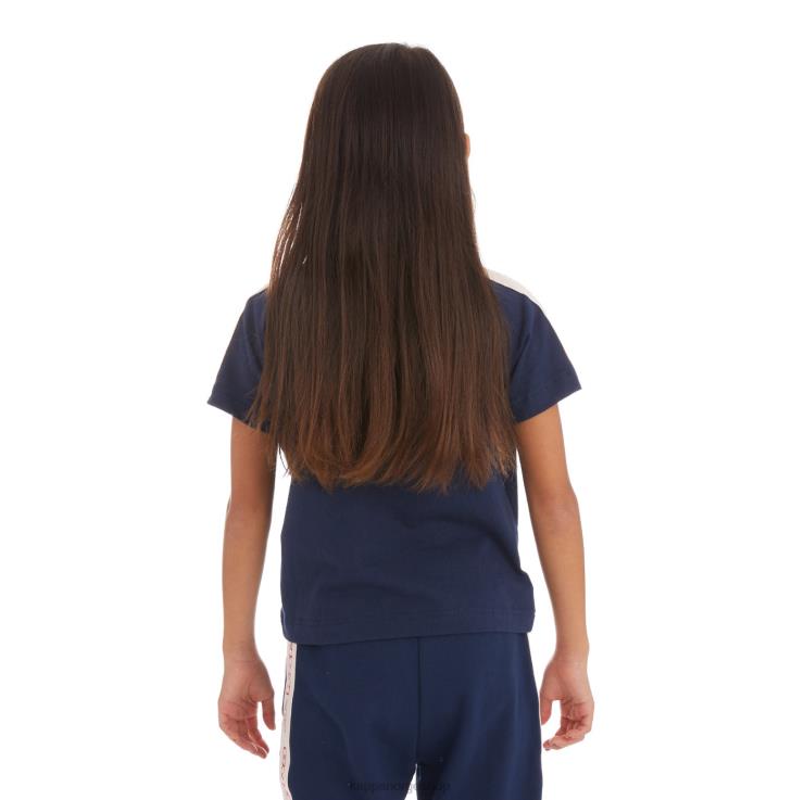Kappa barn barn logo tape avirec 2 t-skjorte marinen VBD6F752