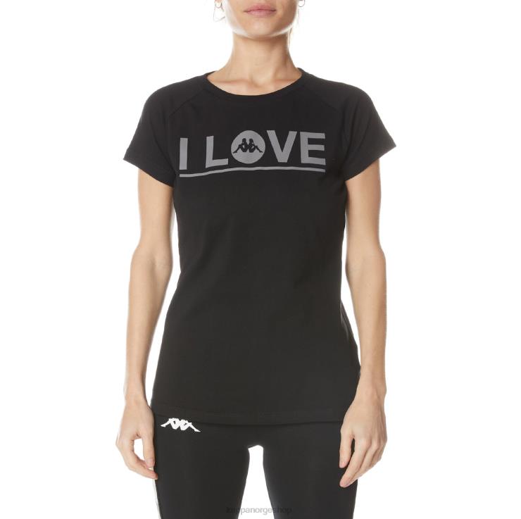 Kappa kvinner autentisk gornicza t-skjorte svart jetfly VBD6F378