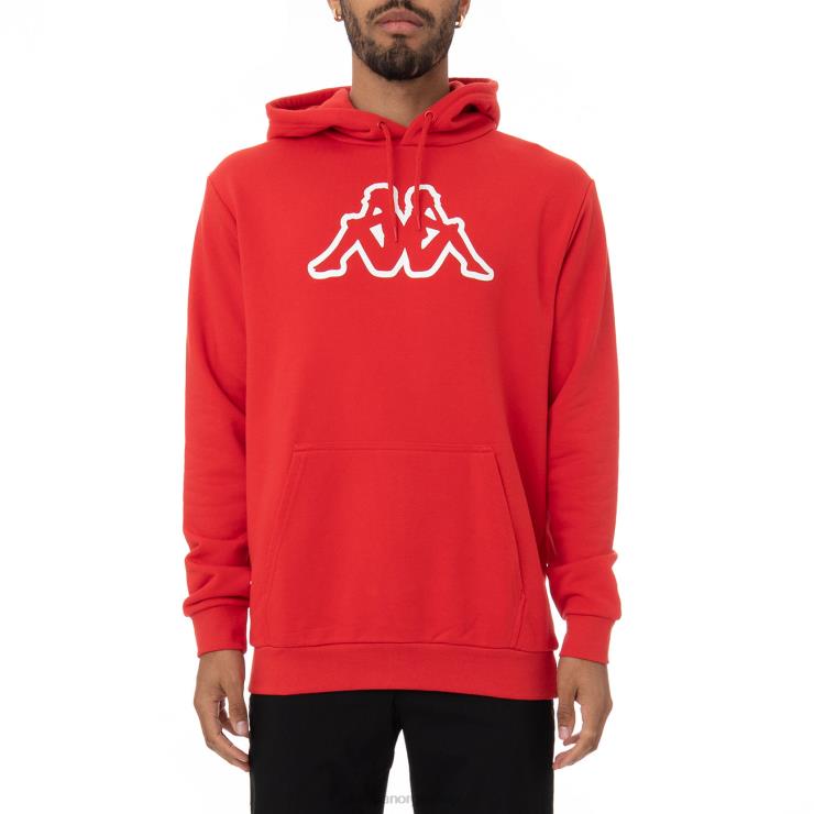 Kappa menn logo fleece zavrok hettegenser rød korall VBD6F46
