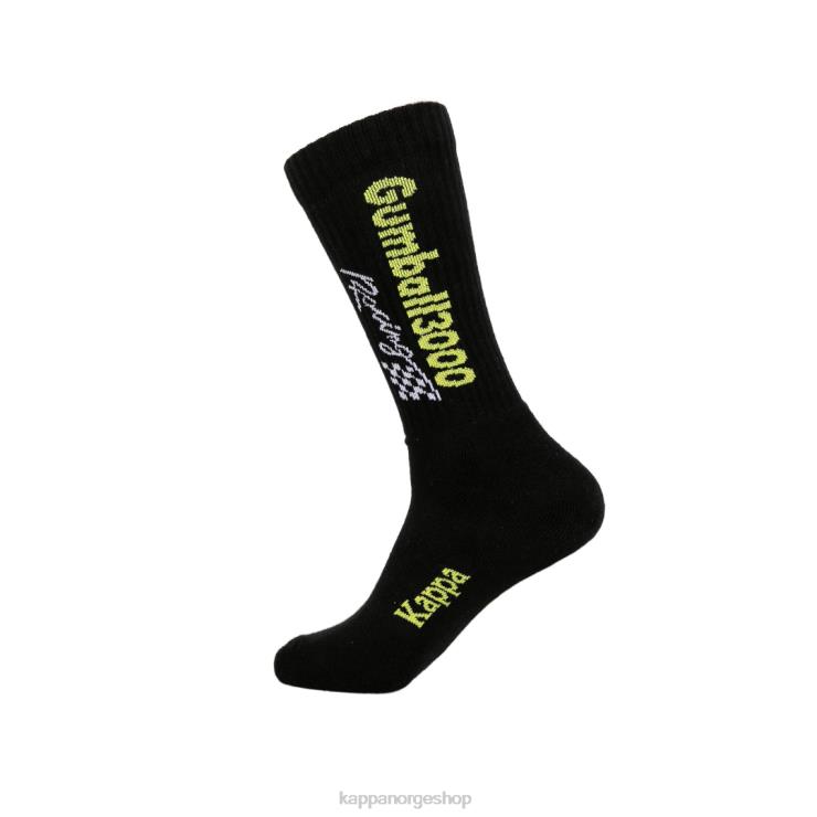 Kappa unisex autentiske andre 1 pakke gumball 3000 sokker svart hvit lime VBD6F358